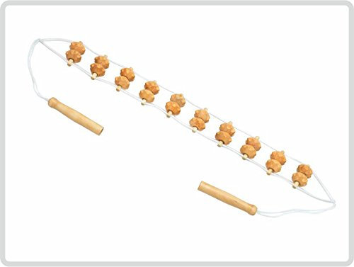 Massagerollband Rücken aus Holz mit Holznoppen - Rückenmassageroller Seilroller Massageroller Roller