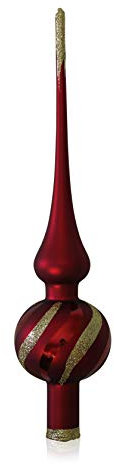 Lauschaer Glas Christbaumschmuck Spitze dunkelrot matt mit Dekor Christbaumschmuck Weihnachtsschmuck mundgeblasen,handdekoriert