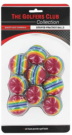 The Golfers Club Foam Practice Golf Balls (Multi-Coloured) x 9, Rainbow