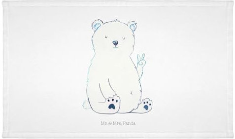 Mr. & Mrs. Panda Gäste Handtuch Eisbär Faul - Geschenk, Bürojob, Teddybär, Teddy, Reisehandtuch, Frottier, Sport Handtuch, Arbeit, Büro, Gästetuch,