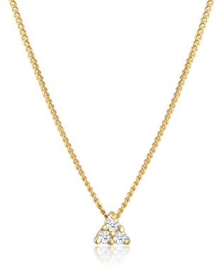 Elli DIAMONDS Halskette Damen Panzerkette Dreieck mit Diamant (0.045 ct) in 585 Gelbgold