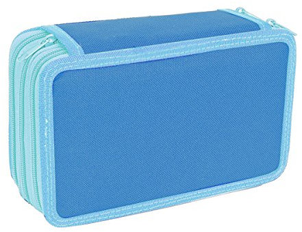 Mäppchen Reissverschluss,iSpchen Mäppchen Multi Layer DREI Schicht Design einfach Mädchen Bleistift Multicolor Pinsel Tasche blau EINWEG