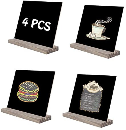 4 STK/Tafel Holz Tischtafel Holztafel Memotafel Kreidetafel Tischkarten klein Nachricht Board Preis Schild Platzkarten für Hochzeit Geburtstag Namenskarten Taufe,Party Deko Tischdeko(6 * 5 inch)