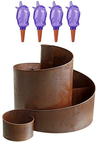 Kräuterspirale mit 4 Bördys M Wasserspender Naturrost Kräuterschnecke Hochbeet Pflanzenring (Violett)
