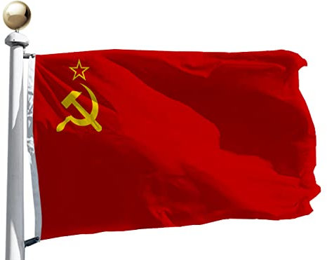 Flagge der Sowjetunion 91 x 152 cm, beidseitig 100 D Polyester, für mittelgroße Außen- und Innenräume, Messingösen einfaches Ausstellen, 90 cm Union Nationalflaggen sozialistischen Republiken