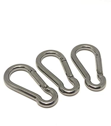 Edelstahl Karabinerhaken, 10 Stk, 6x60 mm, Bruchkraft: 280 kg, rostfrei, poliert, V4A AISI 316, Karabiner Haken - Tecklenborg Kegel GmbH