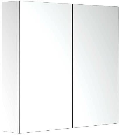 HOMCOM Armoire Miroir Cadre en Acier Inoxydable avec Rangement Étagère pour Toilette Salle de Bain dim. 60L x 12l x 55H cm