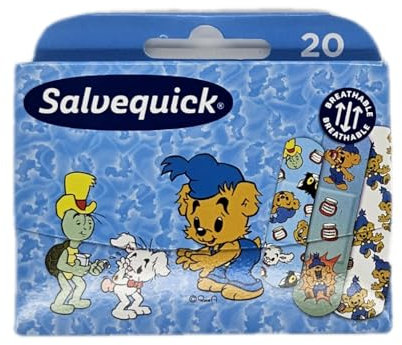 Salvequick Kinder-Pflaster, elastisch und wasserfest, 20 Stück, Bamse-Motive