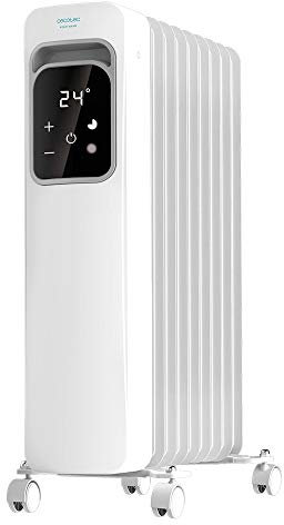 Cecotec Radiador Eléctrico de Aceite Ready Warm 9000 Touch. Bajo Consumo, 9 Elementos, 2000 W, 3 Modos de funcionamiento, Pantalla LCD, Control Táctil, Temporizador 9h, Ruedas, 20 m2