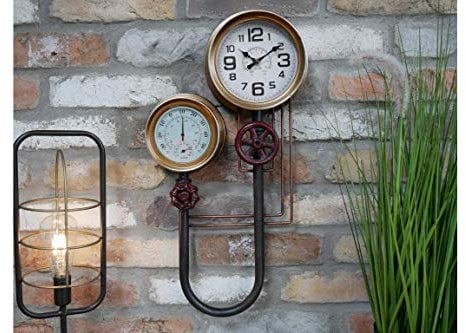 Casadomu Steampunk Clock Industrial Pipe Wall Hanging Large Antique Style Decor Timepiece