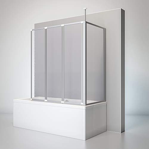 Schulte pare-baignoire 129 x 140 cm et paroi latérale 70 cm, alu-argenté, 3 volets (48+40+41), paroi de baignoire mobile rabattable, verre synthétique acrylique 3mm, joint d'étanchéité