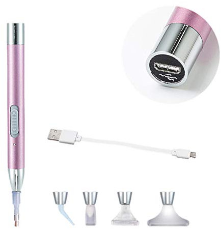 Domybest Stylo de Diamond Painting Lumineux Rechargeable avec Lumière - Outil de Peinture au Diamant avec 5 Pièces Tête de Rechange