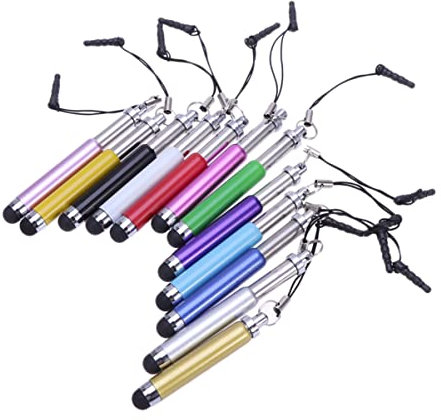 PartyKindom 12 ausziehbare kapazitive Stylus-Stifte mit Kugelzug, kapazitiver Eingabestift, Handschrift, kapazitive Stifte, kompatibel für Geschenke (zufällige Farbe)