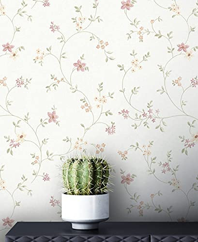 NEWROOM Tapete Weiß Vliestapete Blumen - Blumentapete Floral Bunt Blätter Zweige Romantisch inkl. Tapezier-Ratgeber