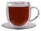 Feelino Teetasse aus Glas Doppelwandig, 1x Teegläser mit Henkel und Untertasse, 270ml Doppelwandige Teegläser, Isoliertes Teeglas, Spülmaschinenfeste Thermo-Teegläser, Tee Gläser mit Schwebe-Effekt