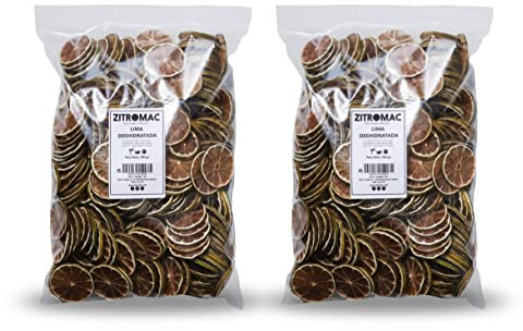 1KG Lima Deshidratada para Cóctel - Fruta Deshidratada sin Azúcar para Coctel, Decoración, Repostería, Navidad, Bebidas – Rodajas de Lima Natural 100% sin Aditivos 2 bolsas 500gr Lima