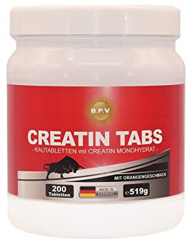 BPV - CREATIN TAPS - 200 Kautabletten mit leckeren Orangengeschmack - Höchste Dosierung 4 Tablette 4000 mg Tagesdosis - Ohne unerwünschte Zusätze