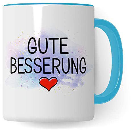 Tasse Gute Besserung Geschenke Werde schnell wieder gesund Krankenhaus-aufenthalt, schöner Spruch Geschenkidee Kaffeetasse Kaffeebecher (Weiß/Blau)