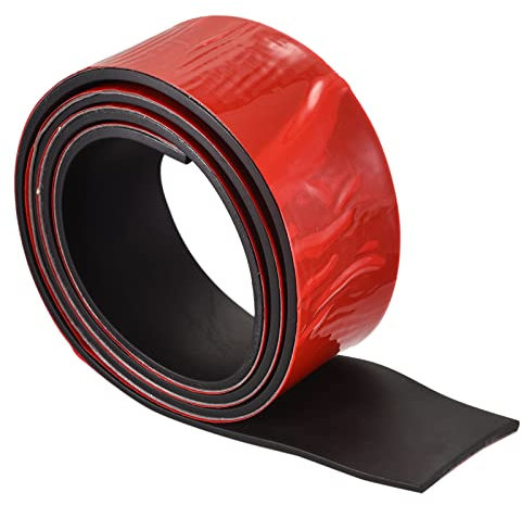 sourcing map Rollos de lámina de goma adhesiva de 5/32 pulgadas de T x 1.57 pulgadas de ancho x 39.37 pulgadas de largo, tiras de goma sólida trasera de neopreno para junta de bricolaje, relleno de sellado, reduce la alfombrilla de vibración