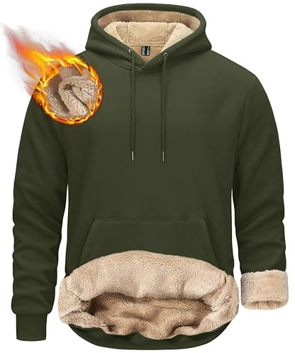 KEFITEVD Sweatshirts für Männer Kapuzenpullover Dicke Sherpa gefütterte Kapuzenpullover Schwergewichtige Kapuzenpullover für Männer