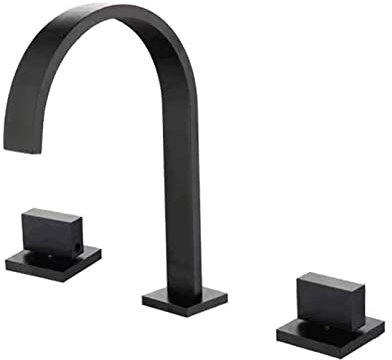 SWHC Rubinetto Bagno Lavabo, Cascata Miscelatore Lavabo Bagno Rubinetto Bidet Miscelatore Bidet per Installazione a 3 Fori Rubinetti Bagno con Interruttore Caldo e Freddo Indipendente