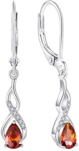 YL Unendlichkeit Ohrringe 925 Sterling Silber Januar Geburtsstein Granat Ohrringe für Damen