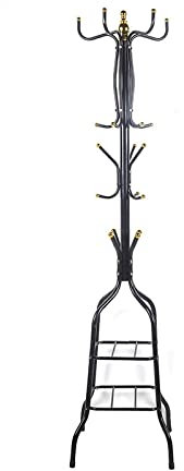 Générique Porte-Manteau Porte-Manteau Porte-Manteau en Fer Forgé Porte-Manteau Salon Porte Chambre Porte-Vêtements Rétro Simple Sac Suspendu Cintre Au Sol Noir