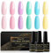 Shining She Smalti Semipermanenti per Unghie Pastello,6 Colori Rosa Lilla Blu Verde Giallo Semipermanente Unghie Soak-Off UV,Adatto per Nail Art Femminile Di Famiglia,8ML