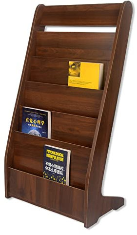 ROYUMI Zeitungsständer Nussbaum-Prospektständer Zum Ausstellen, 35-Zoll-Zeitschriftenhaltergestell, Mehrzweck-Literaturständer, Wohnzimmer, Home-Office-Organisation