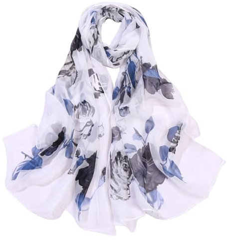 FAIRYGATE Schaltuch Schal Weiß Stola für Abendkleid Seidenschal Damen Seide Halstuch Sommer Festliche Hochzeit Chiffon Silk Scarf Große Seidentücher A5218