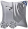 Seiwohl Satin Kissenbezug 80x80 2er Set, Weich wie Seidenkissenbezug Silk Pillowcase, Vegane Seide Kopfkissenbezug Kissenhülle Seidenkopfkissen für Haar und Haut mit Haargummis, Grau
