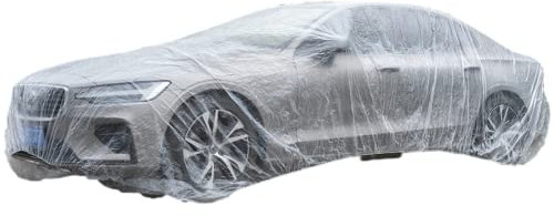 Wasserdicht Auto Abdeckung Outdoor Vollgarage, Klarer Kunststoff Einweg Autoabdeckung Regen Staub Garage Universal Autoschutzhülle wasserdicht Zwischenlagerung Autoplanen, S