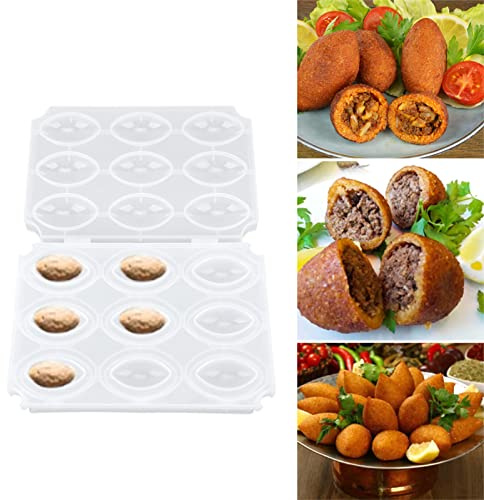 Fleischbällchen Form Prozessor, Manueller Hackbraten Maker Presswerkzeug DIY Kibbeh Rollen Maker Form DIY 9 Gitter Hausgemachter Fleisch Maker (Transparent)