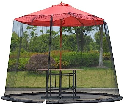 Moskitonetz für Terrassenschirm,Faltbares Moskitonetz Ampelschirm mit Reißverschluss,Moskitonetz für Sonnenschirme, 330 x 230 cm Mückennetz für Sonnenschirm für Pavillon Terrasse Lodge oder Balkon