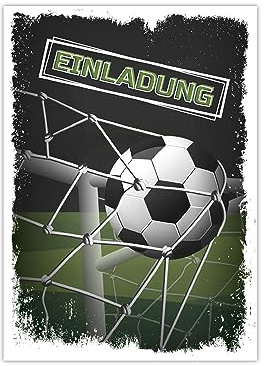 Limonia 12 Einladungskarten zum Kindergeburtstag Einladung Geburtstag Mädchen Kinder Jungs Jungen Boys Fussball Turnier schwarz