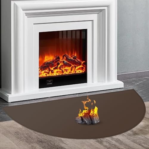 Hearth Rugs for Fireplaces Fire Resistant, 48 x 28 inch Fireproof Fireplace Mat Hearth Rug, Hearth Pads for Wood Stove Fireplace Indoor Outdoor, Protect Floors Carpets from Sparks Embers-Brown, 1mm