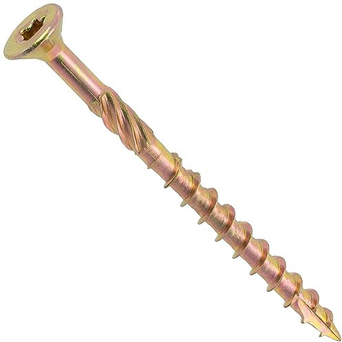 AERZETIX - C69147 - Lot de 50 Vis à bois Ø6x80 mm à tête fraisée - à empreinte étoile Т30 - en acier zingué - menuiserie contreplaqué aggloméré mélaminé terrasse panneaux chevrons bastaings