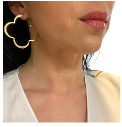 ONDEGO® XXL Rosegold GOLD SILBER Kleeblatt Große Ohrringe Geschenk Creolen Edelstahl Ohrstecker Ohrhänger Schmuck für sie (Gold)