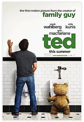 MAHWER Filmposter Ted, Leinwand, Schlafzimmer, Dekoration, Sport, Landschaft, Büro, Raumdekoration, Geschenk, ungerahmt, 20 x 30 cm