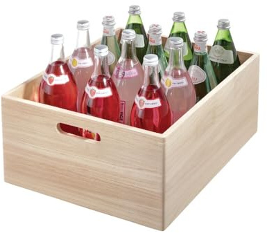 iDesign The Home Edit by iDesign Extra große Paulownia Holz Mehrzweck-Aufbewahrungsbehälter mit Griffen, Natur
