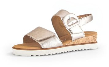 Gabor Damen Keilsandalen, Frauen Sandalen,Moderate Mehrweite (G),offene Schuhe,Strandschuhe,Keilsandaletten,Puder (Kork/Creme),43 EU / 9 UK
