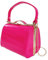 UShopUK Bolso de mano cruzado de charol con asa superior para novia, graduación, boda, fiesta de noche, fiesta, rosa fucsia, medium