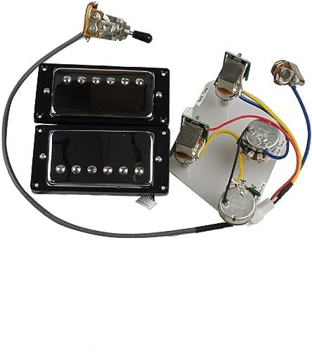 alljita Premium Humbucker Tonabnehmer Hals und Steg Set mit 4C-Kabelbaum und Push-Pull-Schalter für Gibson Epiphone E-Gitarre (silberfarbener schwarzer Rahmen)