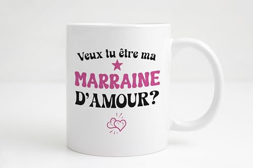 Groovy crea Mug demande marraine - Annonce marraine - veux tu être ma marraine d'amour - Cadeau marraine personnalisé