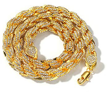 ZqlDDayUP 9 mm corda collana a catena Twist 18K placcato oro laboratorio diamante Iced Out pesante corda collana gioielli Hip Hop per gli uomini le donne