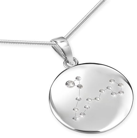 LillyMarie Sternzeichen Kette Silber 925 Personalisierte Halskette mit Anhänger Damen Geschenk für Frauen Weihnachten Geburtstag Valentinstag