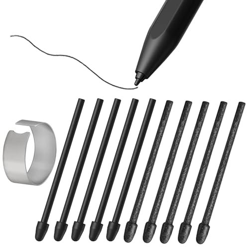 10X Pointes de Remplacement pour Remarkable 1/2/Marker/Marker Plus & Boox Pen2 Pro/Boox Pen Plus/Boox Triangle Pen/BOOX Wacom Stylo Stylet, Boox Max/Note/Nova/Go/Tab Ultra&Mini Série, Noir+Flet