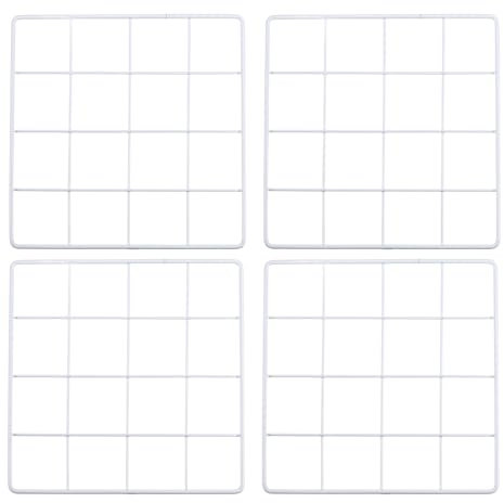 PATIKIL Panel de Rejilla de Alambre de 8x8 4 Piezas Panel de Pared Decorativo de Hierro para Sala de Estar Dormitorio Soportes de Exhibición de Fotos Decoración del Hogar Blanco