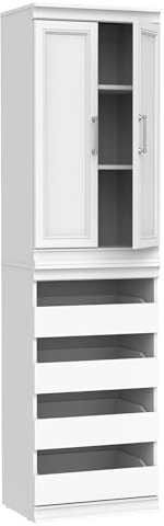 ClosetMaid Modular Storage 21.38-inch W 3-Shelf 4-Drawer Tower Wood Closet System, White
