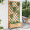 Gecheer Fioriera,Letto Rialzato,con Traliccio,Rampicante,con Ruote,in Legno,di Abete,Marrone,90x35x187,5 cm,Fioriera Grigliato Legno,Fioriera con Griglia,Fioriera da Giardino,Fioriera con Ruote